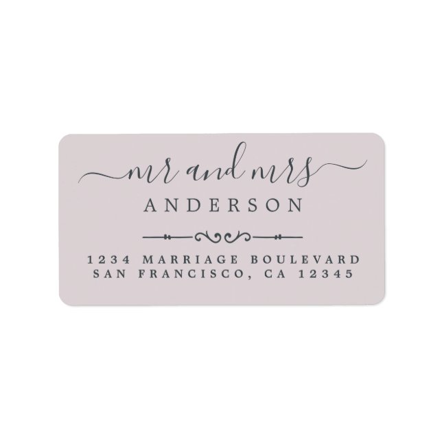 Mr Mrs Script Pastel Purple Wedding Return Address Label (Front)