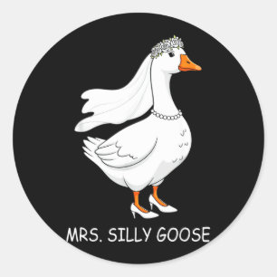 Mr Mrs Silly Goose Couple Matching Wedding Funny Classic Round Sticker