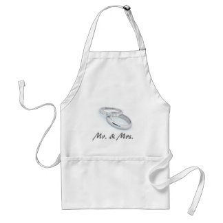 Mr. & Mrs./Silver Wedding Bands Standard Apron