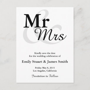 Mr&Mrs Simple Elegant Typography Save the Date Announcement Postcard