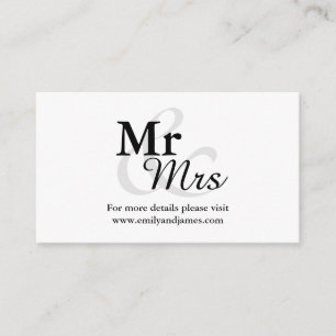 Mr&Mrs Simple Elegant Typography Wedding Details Enclosure Card