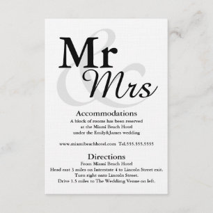 Mr&Mrs Simple Elegant Typography Wedding Details Enclosure Card
