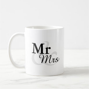 Mr&Mrs Simple Elegant Typography Wedding Favour Coffee Mug