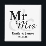 Mr&Mrs Simple Elegant Typography Wedding Favour Magnet<br><div class="desc">Simple Elegant Typography Black and white "Mr&Mrs" wedding favour.

Click on the customize it button to personalize the design by choosing the background colour you like and even add your own text.

Matching items are also available in store.</div>