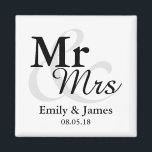 Mr&Mrs Simple Elegant Typography Wedding Favour Magnet<br><div class="desc">Simple Elegant Typography Black and white "Mr&Mrs" wedding favour.

Click on the customize it button to personalize the design by choosing the background colour you like and even add your own text.

Matching items are also available in store.</div>