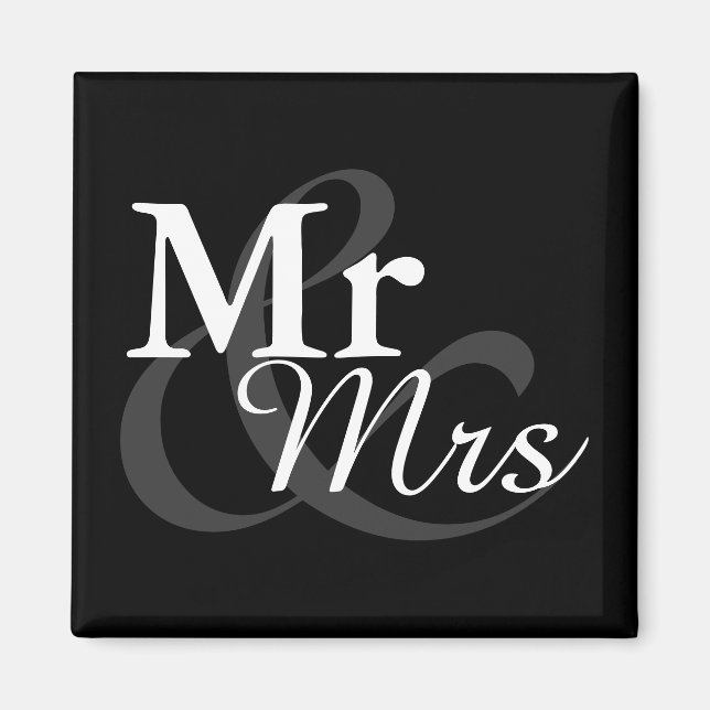 Mr&Mrs Simple Elegant Typography Wedding Favour Magnet (Front)