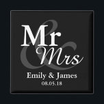 Mr&Mrs Simple Elegant Typography Wedding Favour Magnet<br><div class="desc">Simple Elegant Typography Black and white "Mr&Mrs" wedding favour.

Click on the customize it button to personalize the design by choosing the background colour you like and even add your own text.

Matching items are also available in store.</div>