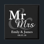 Mr&Mrs Simple Elegant Typography Wedding Favour Magnet<br><div class="desc">Simple Elegant Typography Black and white "Mr&Mrs" wedding favour.

Click on the customize it button to personalize the design by choosing the background colour you like and even add your own text.

Matching items are also available in store.</div>