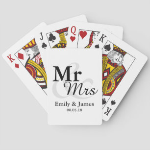 Mr&Mrs Simple Elegant Typography Wedding Favour Playing Cards