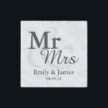 Mr&Mrs Simple Elegant Typography Wedding Favour Stone Magnets<br><div class="desc">Simple Elegant Typography Black and white "Mr&Mrs" wedding favour.

Click on the customize it button to personalize the design by choosing the background colour you like and even add your own text.

Matching items are also available in store.</div>