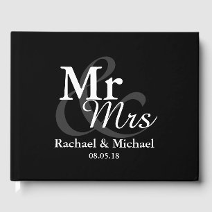 Mr&Mrs Simple Elegant Typography Wedding Guest Book
