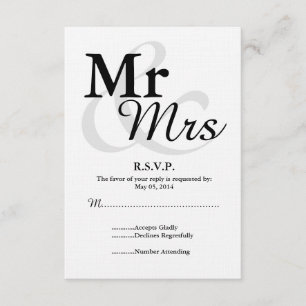 Mr&Mrs Simple Elegant Typography Wedding RSVP Card
