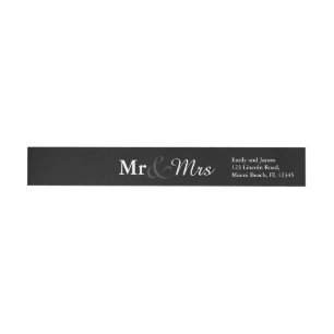 Mr&Mrs Simple Elegant Typography Wedding Wrap Around Label