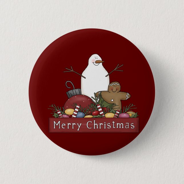 Mr & Mrs Snowman 2 Inch Round Button (Front)