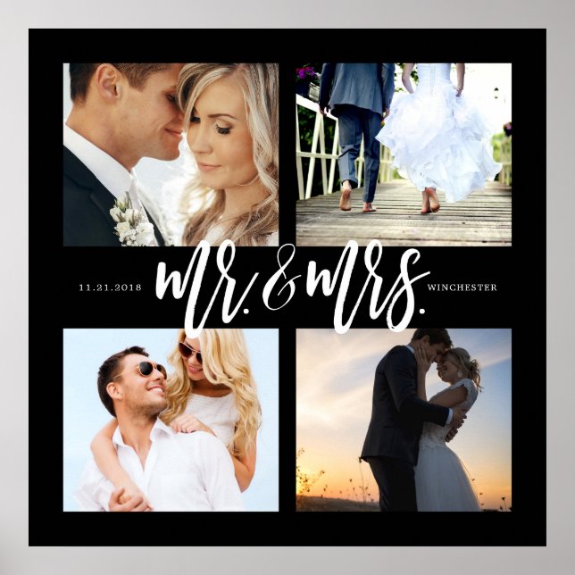 Mr. & Mrs. Square 4 Photo Collage Poster (Front)