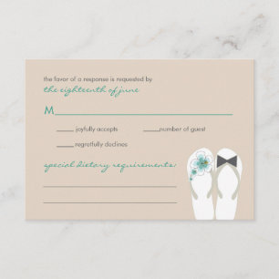 Mr & Mrs Summer Flip Flops Plage Mariage Carte RSV