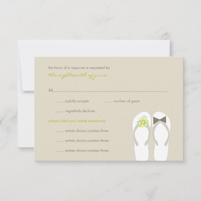 Mr & Mrs Summer Flip Flops Plage Mariage Carte RSV (Devant)