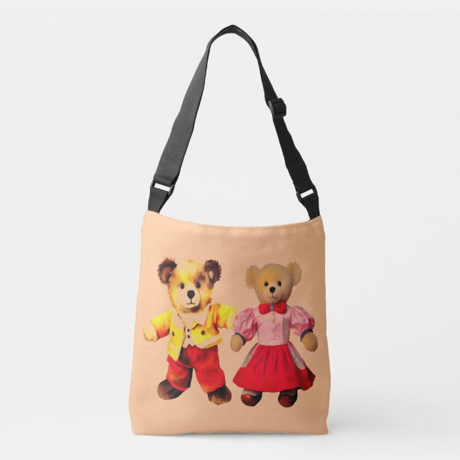 Mr. & Mrs. Teddy Bears: Romantic Couple Crossbody Bag (Front)