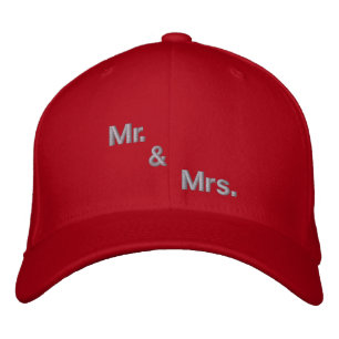 Mr. & Mrs Text Basic Flexfit Wool Red Colour Embroidered Hat
