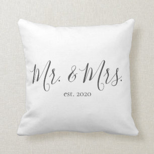 Mr. & Mrs. Throw Pillow for Newlyweds Anniversary