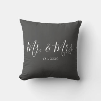Mr. & Mrs. Throw Pillow for Newlyweds Anniversary
