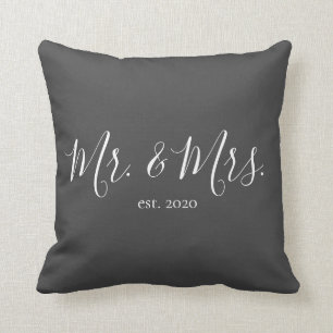 Mr. & Mrs. Throw Pillow for Newlyweds Anniversary