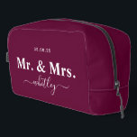 Mr. & Mrs. Toiletry Bag for Couple (Magenta:5f012)<br><div class="desc">This is a perfect wedding gift. This toiletry bag is a best for makeup or toiletries for travel, at home organization. Simple Magenta & White, this style is a lovely personalized gift choice for your friends who is getting married. It is something that they would take to their honeymoon and...</div>