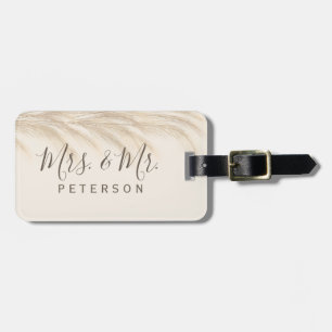 Mr & Mrs  typography Boho summer pampas grass Luggage Tag