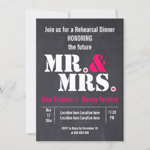 Mr. & Mrs. typography wedding rehersal dinner Invitation