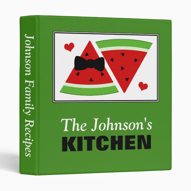 Mr & Mrs Watermelon Couple's Kitchen Recipe Binder (Front/Spine)