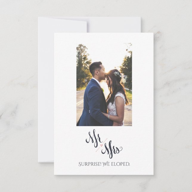 Mr & Mrs We Eloped Simple Marriage Announcement (Front)