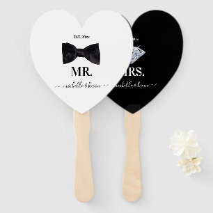Mr. & Mrs. Wedding Black & White Hand Fan