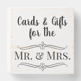 Mr. & Mrs. Wedding Cards n Gifts Table Wooden Wooden Box Sign