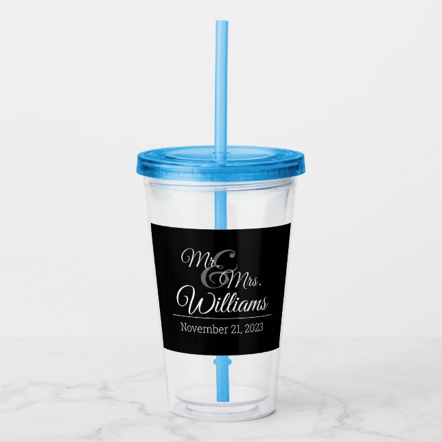 Mr. & Mrs. Wedding Celebration Date Acrylic Tumbler (Front)