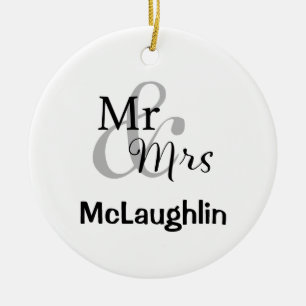 Mr & Mrs Wedding Couple Established Year  Ceramic Ornament