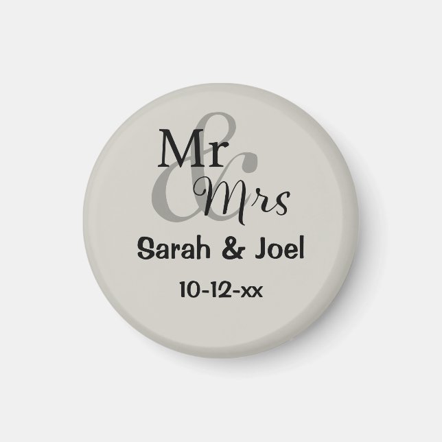 Mr & Mrs Wedding Couple First Names Magnet (Front)