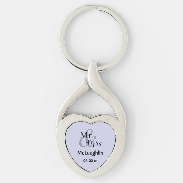 Mr & Mrs Wedding Couple (lilac)  Keychain (Front)