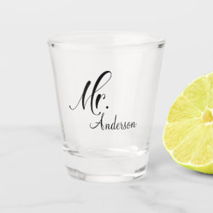 Mr. Mrs Wedding Couple Script Add Name Shot Glass