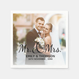 Mr & Mrs Wedding Custom Photo Paper Napkin