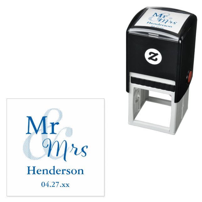 Mr & Mrs Wedding Customized with Name & Date Self-inking Stamp (In Situ)