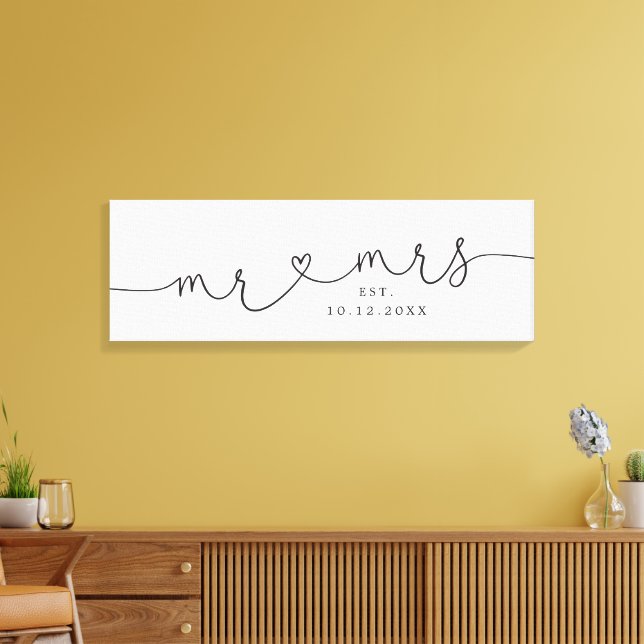Mr Mrs Wedding Date Keepsake Canvas Print (Insitu(LivingRoom))
