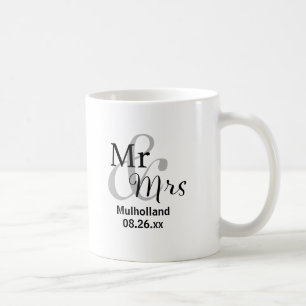 Mr & Mrs Wedding Date with Bride & Groom Names Cof Coffee Mug