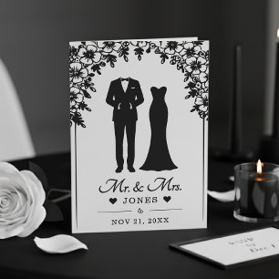 Mr & Mrs Wedding Dress Tuxedo Floral Arch Photo Program