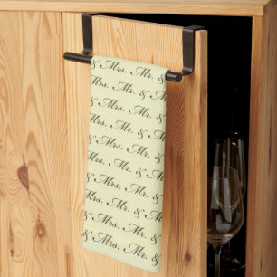 Mr & Mrs Wedding elegant bride and groom  Kitchen Towel