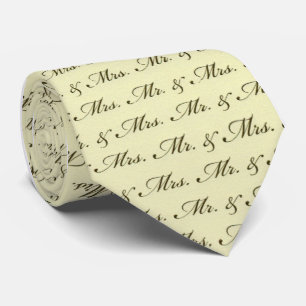 Mr & Mrs Wedding elegant bride and groom  Tie