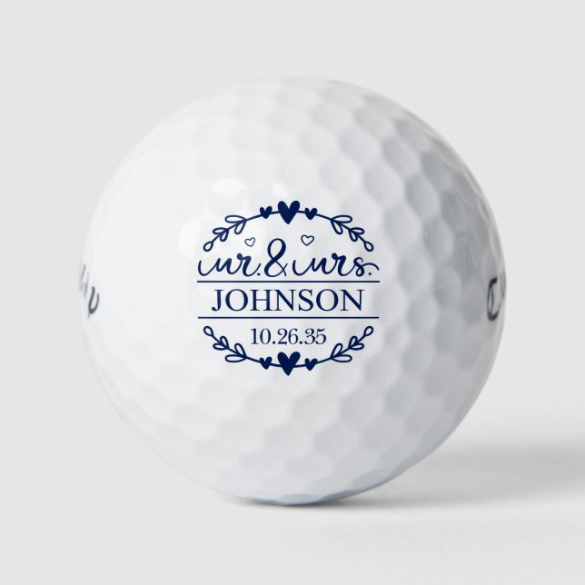 Mr & Mrs Wedding Favor Golf Balls (Front)