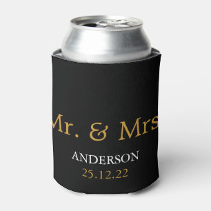 Mr. & Mrs. Wedding Favour Gold Glitter Can Cooler