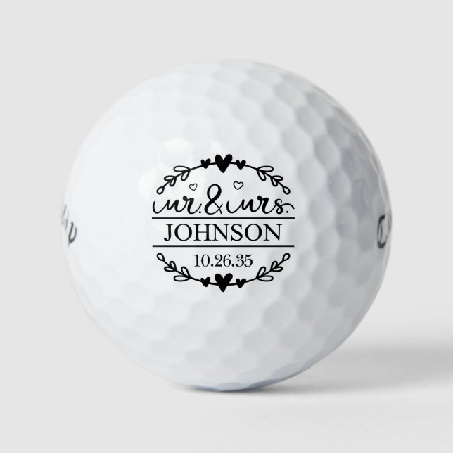 Mr & Mrs Wedding Favour Golf Balls (Front)