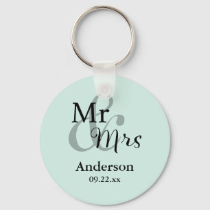 Mr & Mrs Wedding Favour Keyring Name/Date (mint)