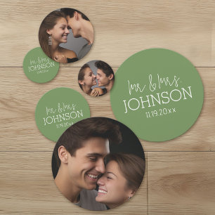 Mr. & Mrs. Wedding Favour - Sage Green Confetti
